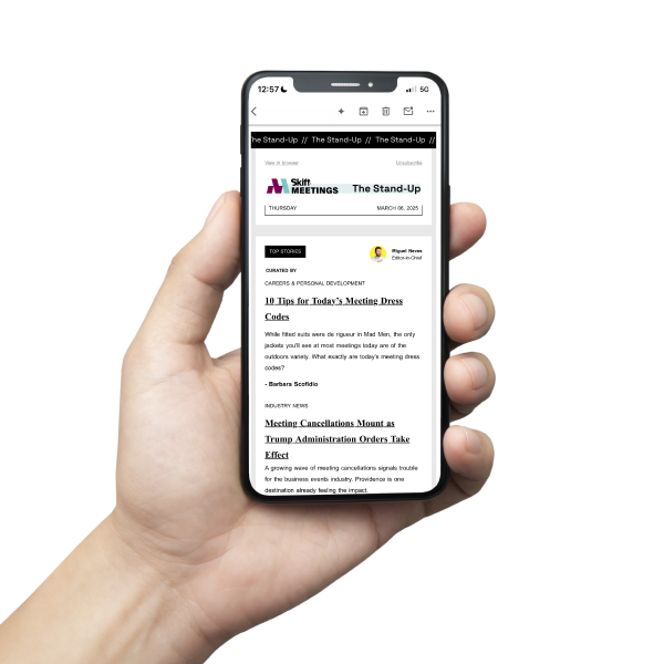 600 x 600 Hand with Smartphone - Skift Meetings The Stand-Up Newsletter